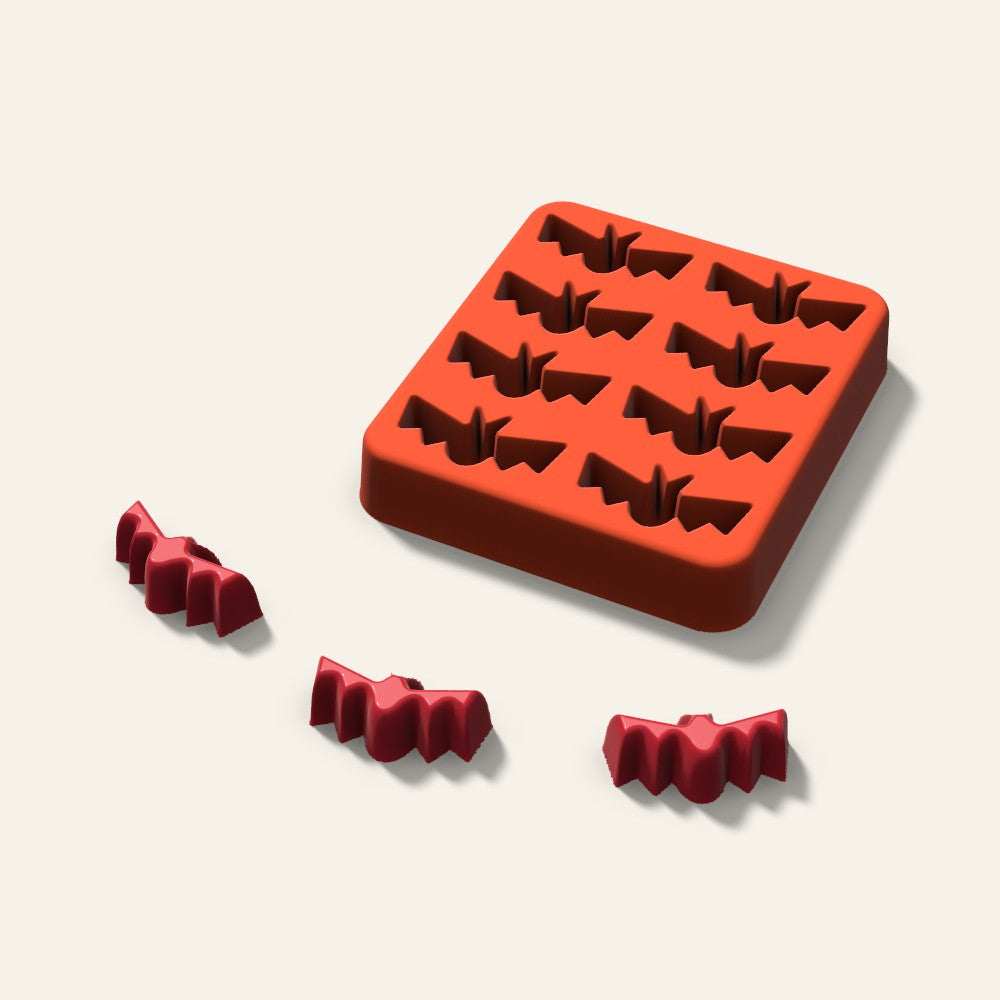 Bat Candy Mold, 1.25 Inch, 8 Cavity, 3D render