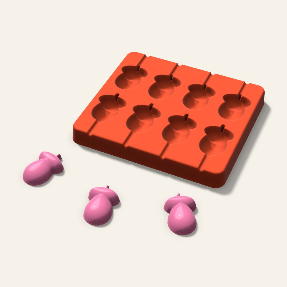 Acorn Lollipop Mold, 1.5 Inch, 8 Cavity, 3D render