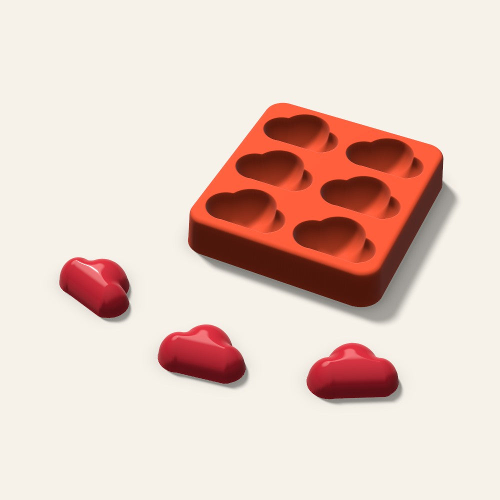 Cloud Candy Mold, 1.25 Inch, 6 Cavity, 3D render