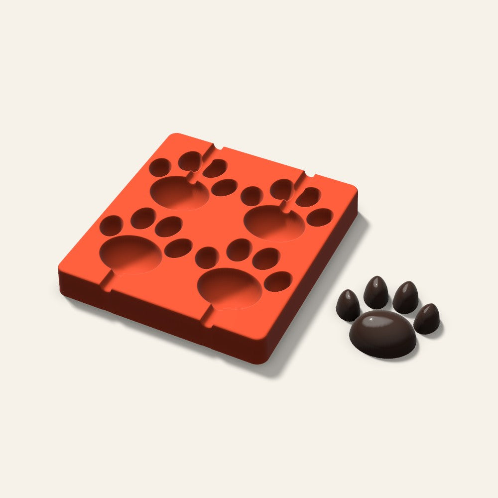 Paw Print Cakesicle Mold, 3 Inch, 4 Cavity, 3D render
