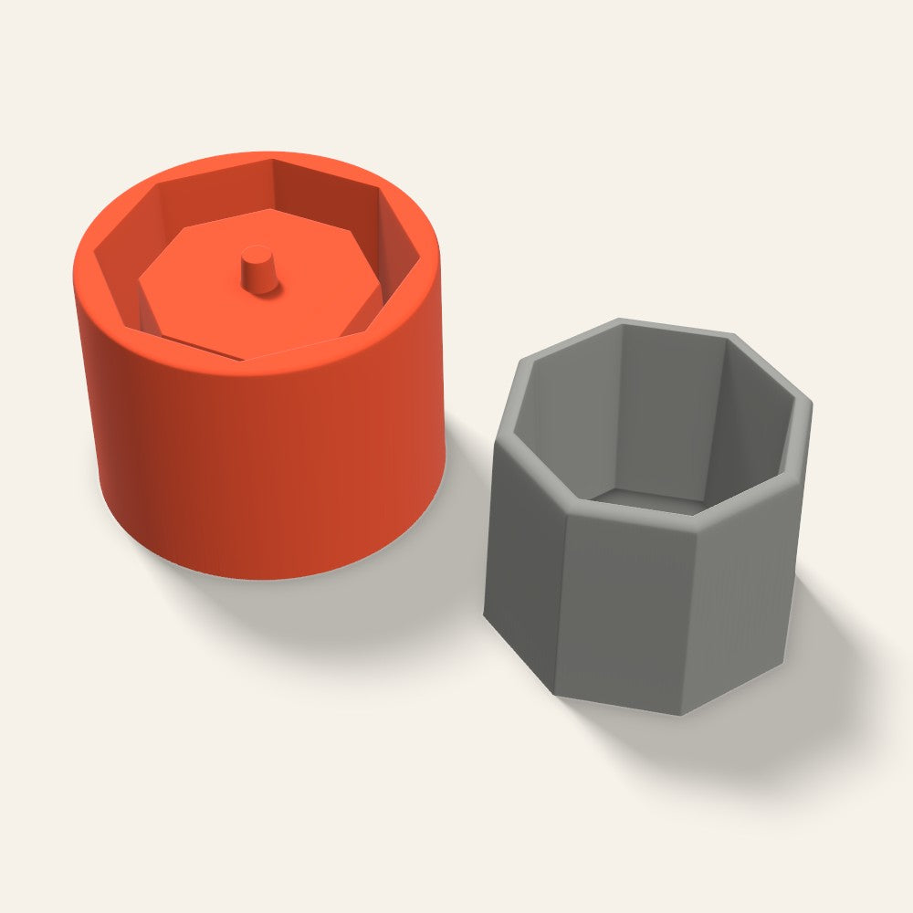 Low Octagon Concrete Planter Mold, 3.5 Inch, 3D render