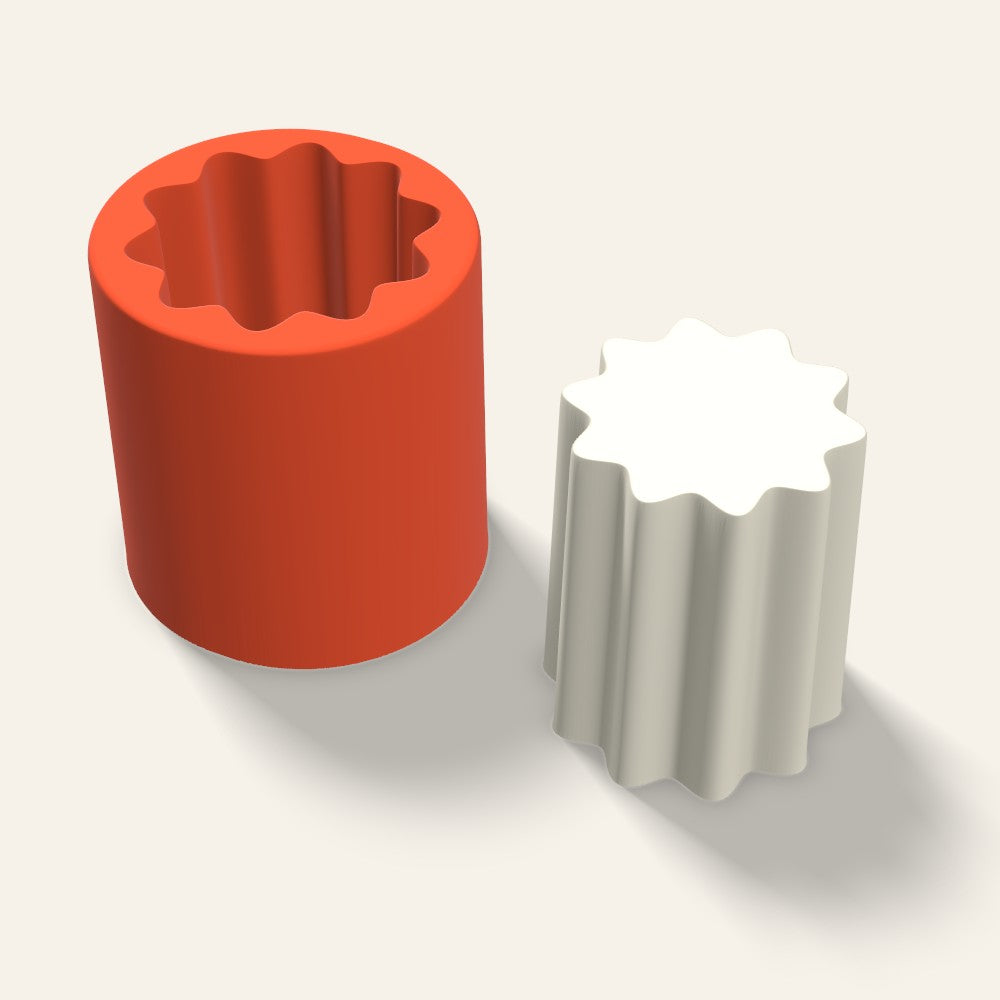 Fluted Pillar Candle Mold, 2.5 x 3 Inch, 3D render