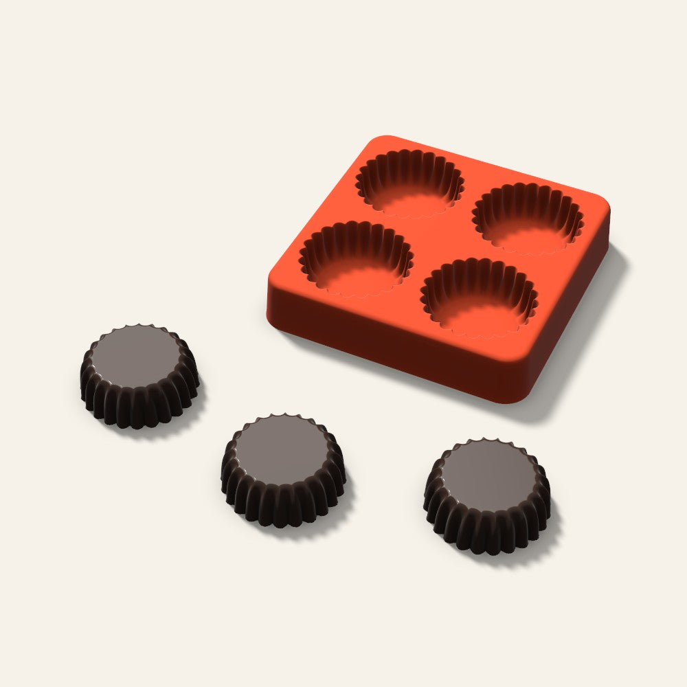 Fluted Cup Chocolate Mold, 1.5 Inch, 4 Cavity, 3D render