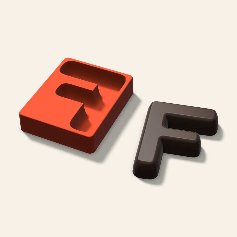 Letter F Mold, 6 Inch, 3D render