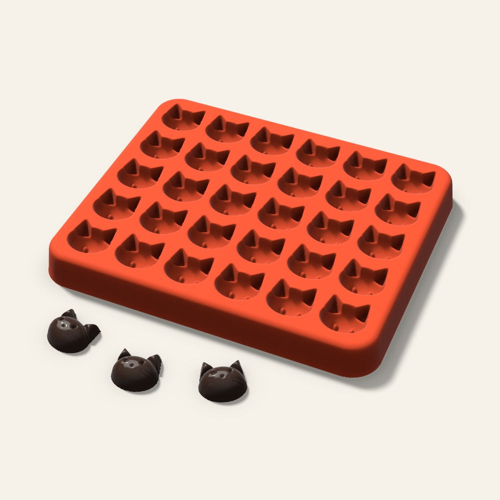 Cat Gummy Mold, 0.5 Inch, 30 Cavity, 3D render