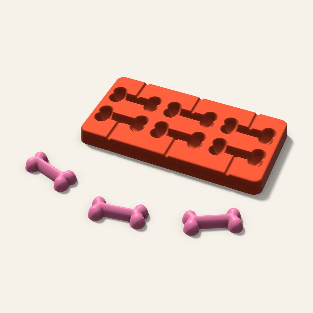 Dog Bone Lollipop Mold, 2 Inch, 6 Cavity, 3D render