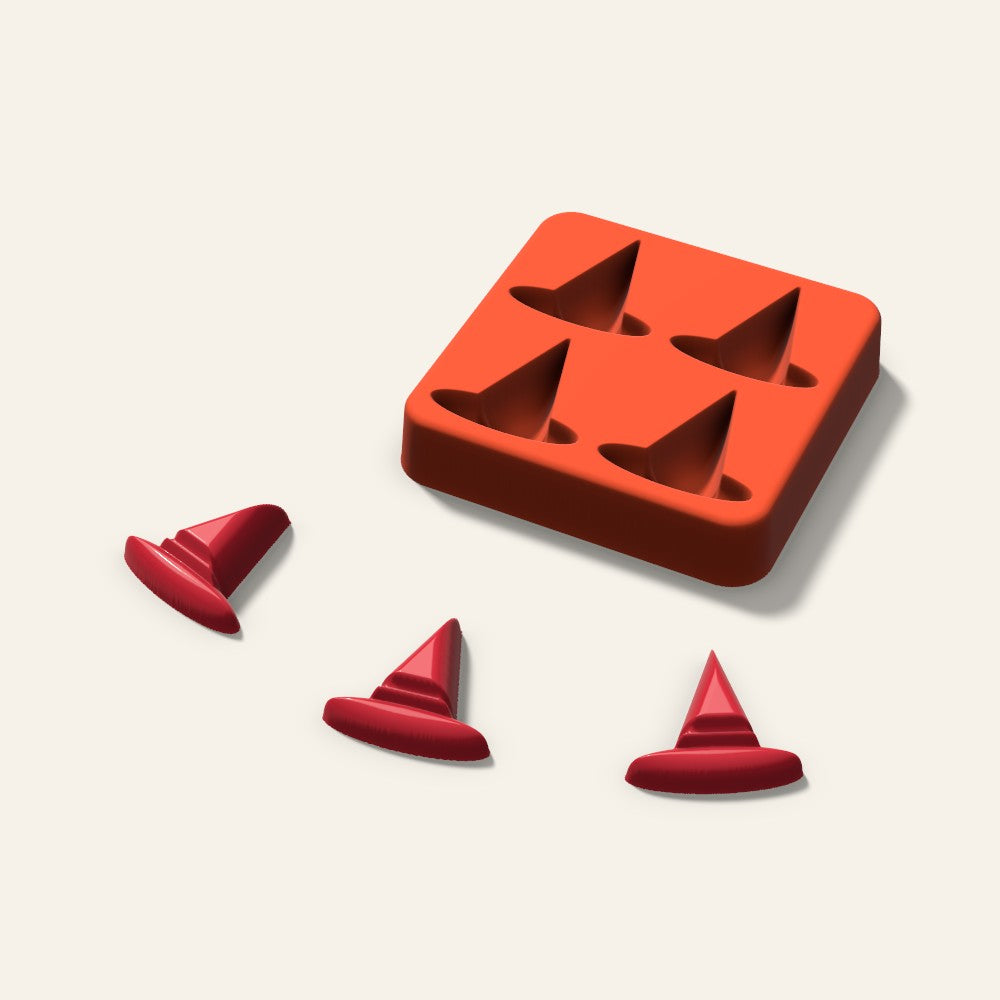Witch Hat Candy Mold, 1.25 Inch, 4 Cavity, 3D render