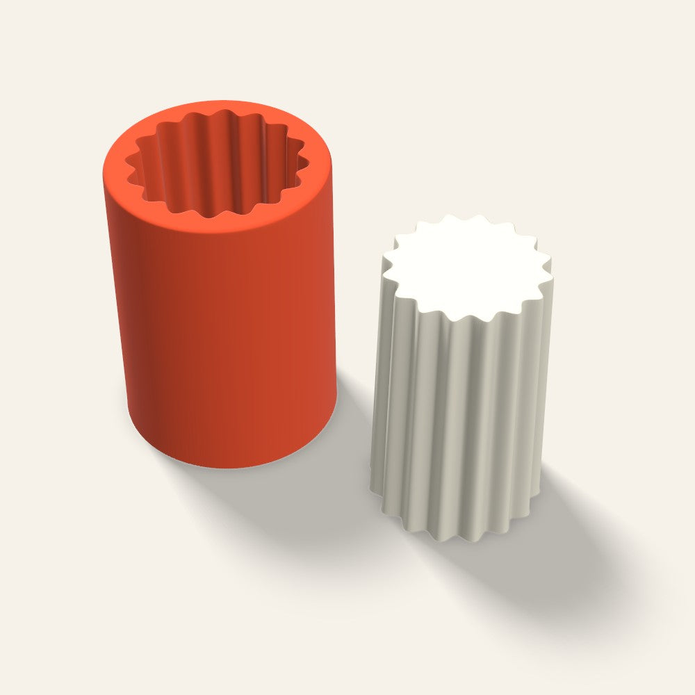 Ribbed Pillar Candle Mold, 2.5 x 4 Inch, 3D render