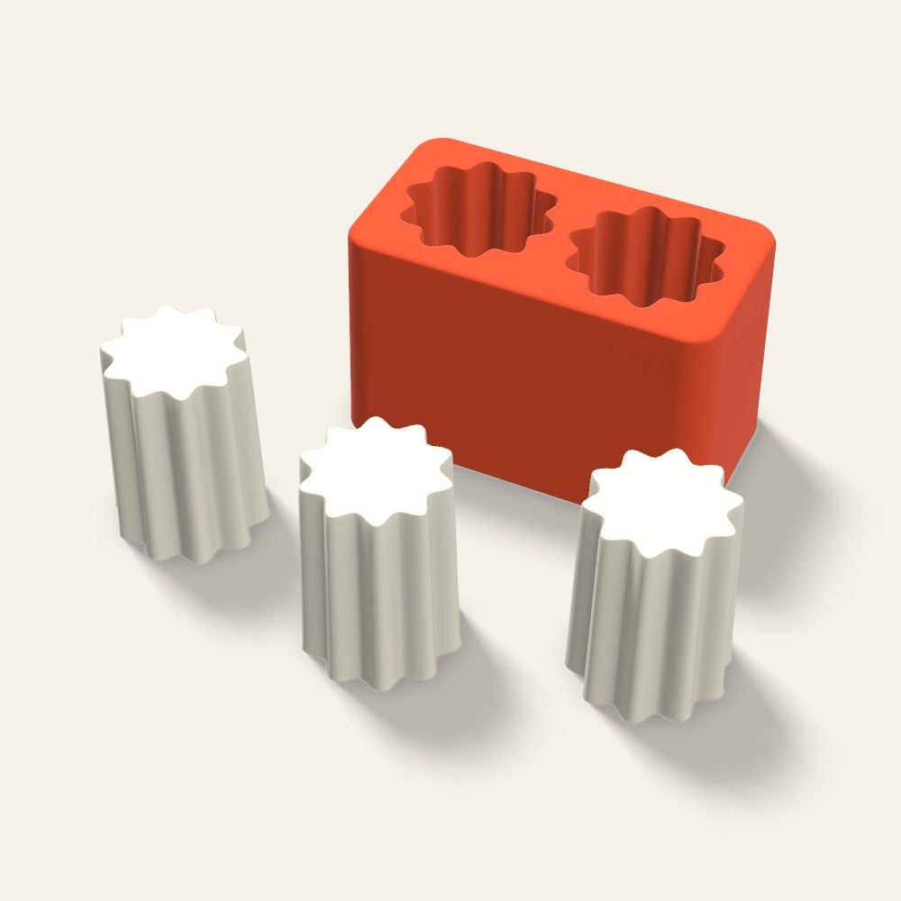 Fluted Pillar Votive Candle Mold, 1.5 x 2 Inch, 2 Cavity, 3D render