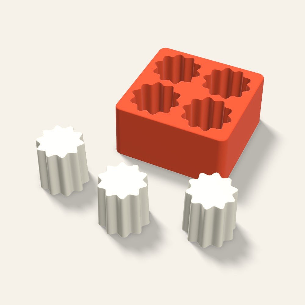 Fluted Pillar Votive Candle Mold, 2 x 2 Inch, 4 Cavity, 3D render