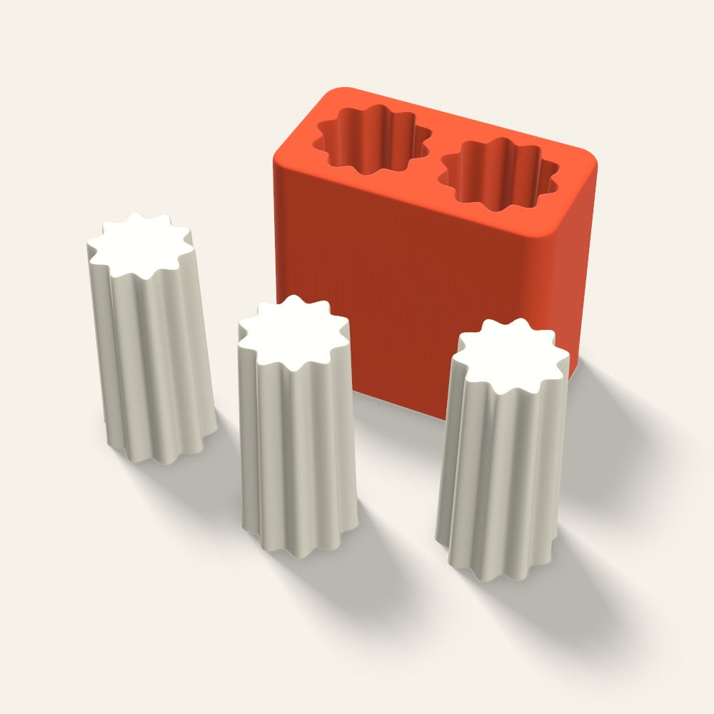 Fluted Pillar Votive Candle Mold, 1.5 x 3 Inch, 2 Cavity, 3D render