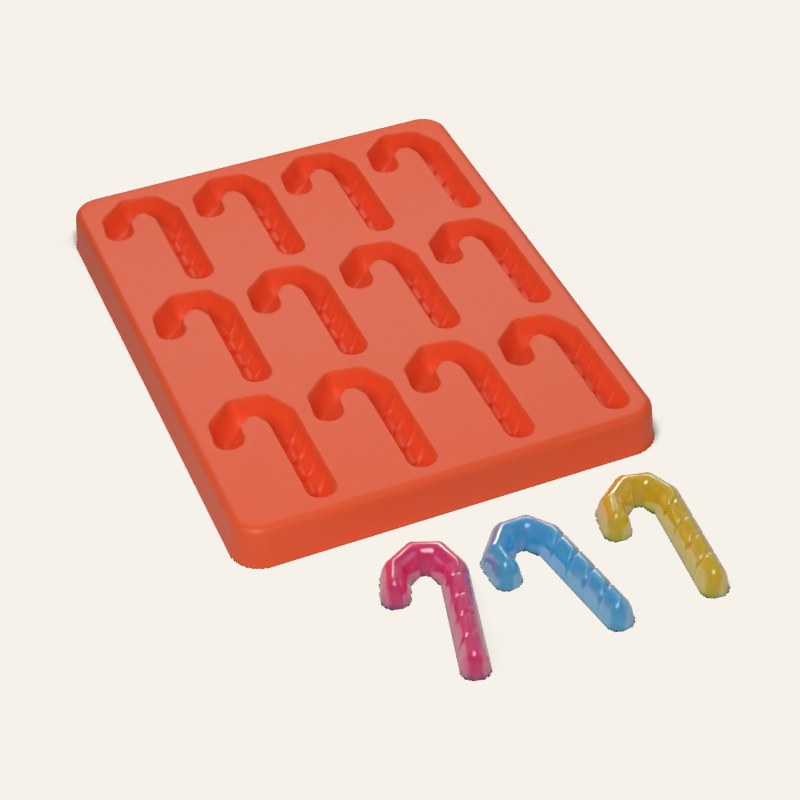 Candy Cane Mold, 12 Cavity, 3D render