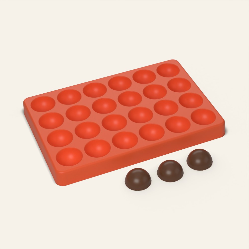 Half Sphere Truffle Mold, 24 Cavity, 3D render