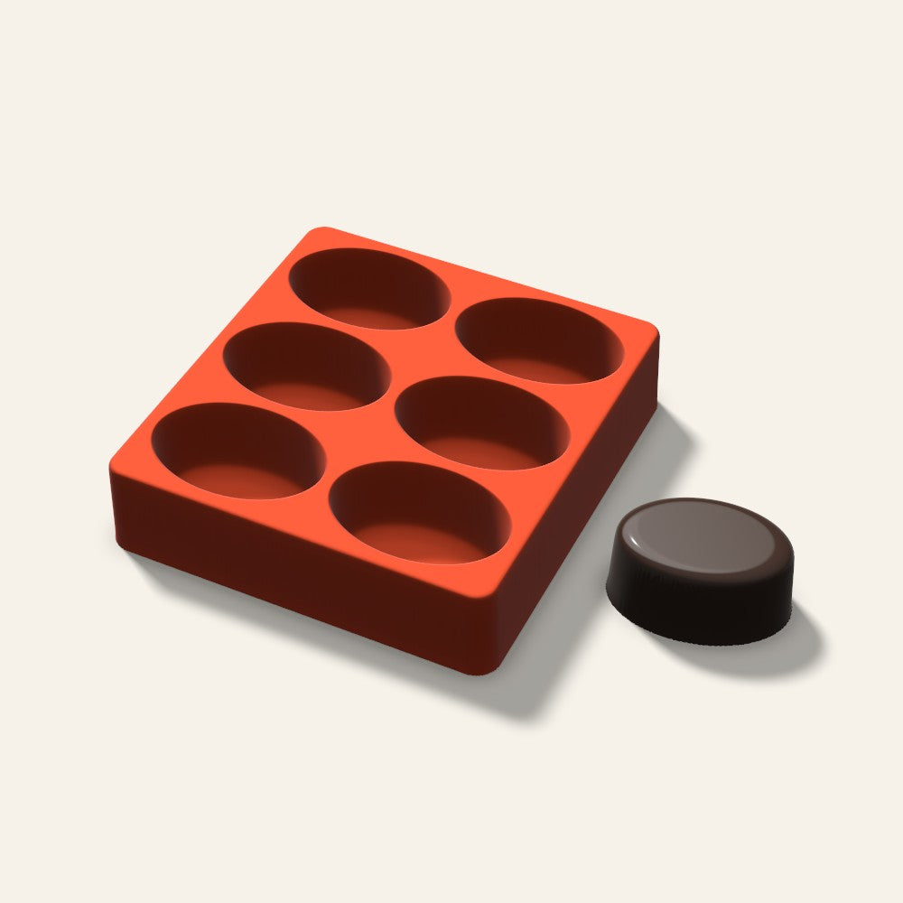 Oval Tall Mini Cake Mold, 2.5 Inch, 6 Cavity, 3D render