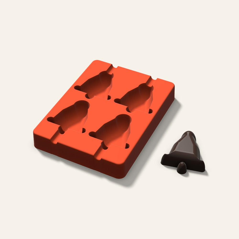 Bell Cakesicle Mold, 2.5 Inch, 4 Cavity, 3D render