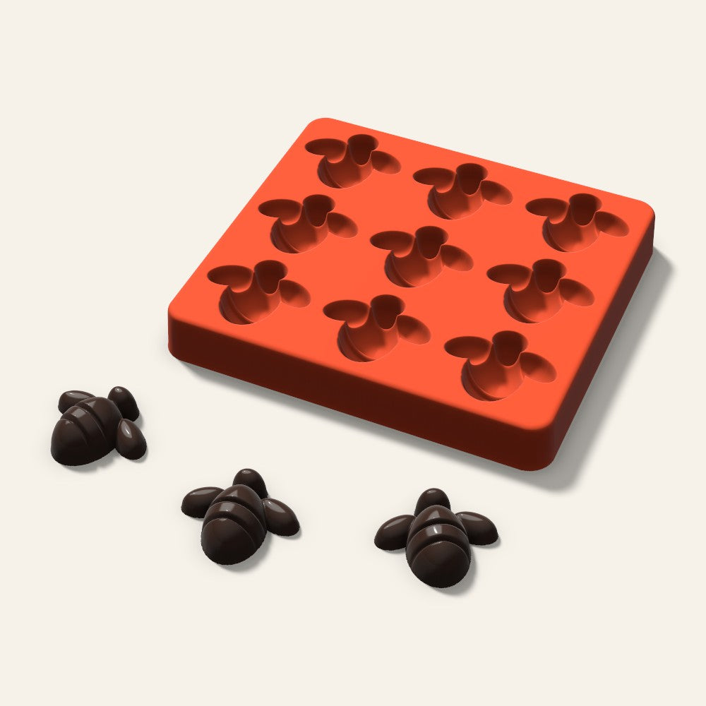 Bee Chocolate Mold, 1.5 Inch, 9 Cavity, 3D render