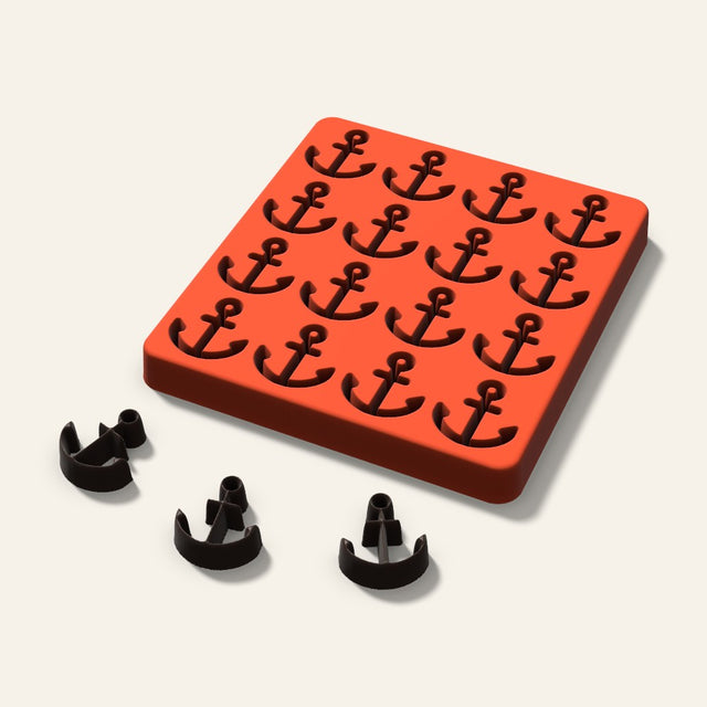 Anchor Candy Mold, 1.25 Inch, 16 Cavity, 3D render