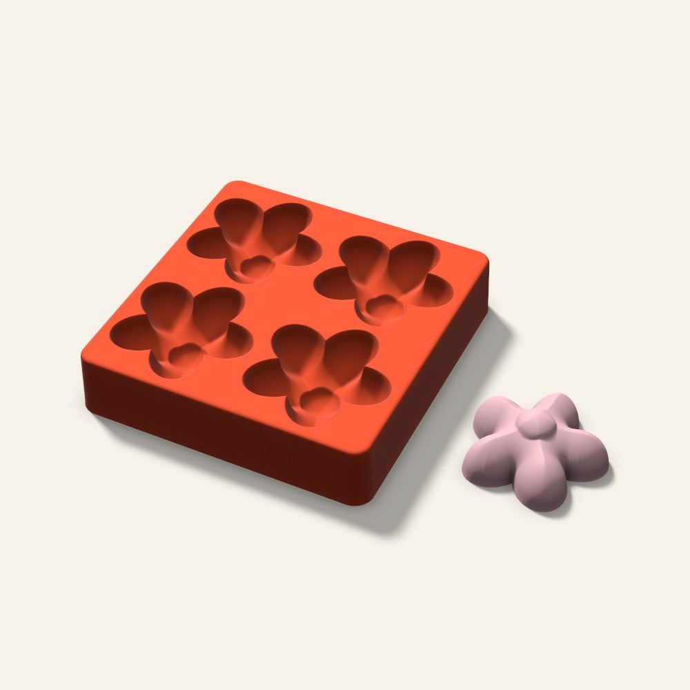Flower Soap Mold, 2.5 Inch, 4 Cavity, 3D render
