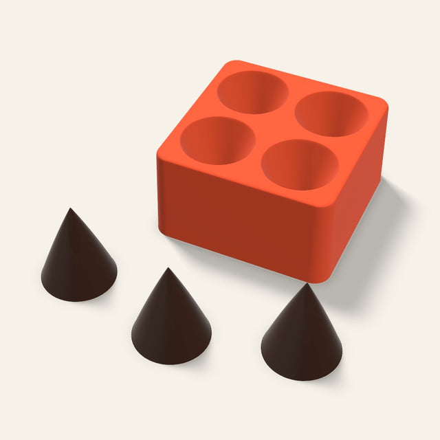 Cone Chocolate Mold, 1.5 Inch, 4 Cavity, 3D render