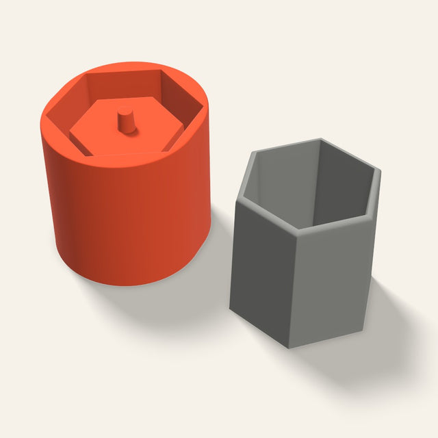 Hexagon Concrete Planter Mold, 5 Inch, 3D render