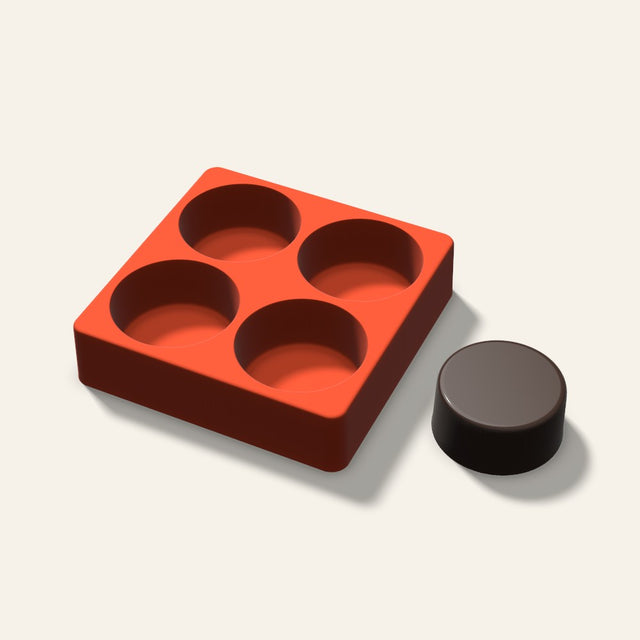 Round Puck Mini Cake Mold, 2.5 Inch, 4 Cavity, 3D render