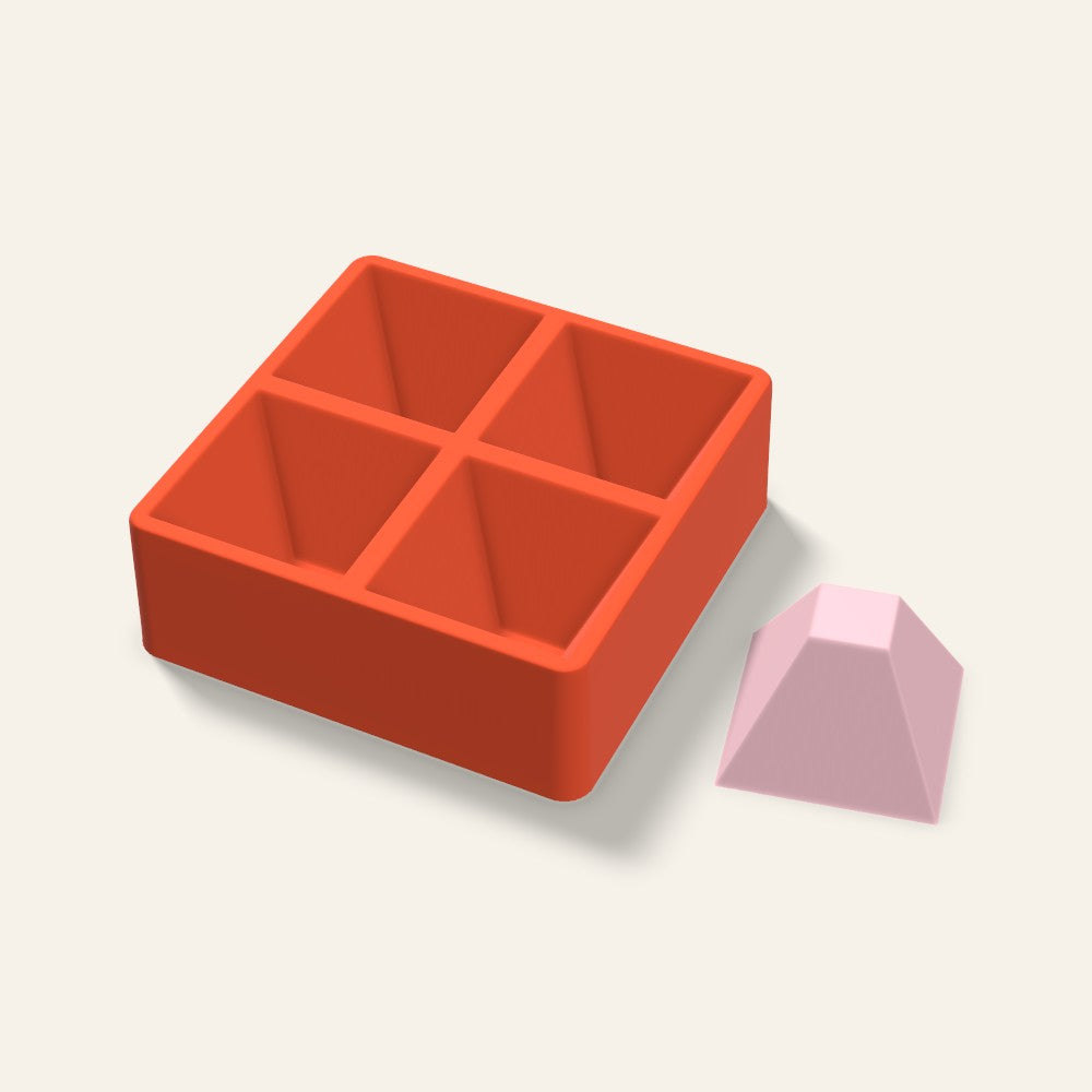 Flat Top Pyramid Soap Mold, 3.5 Inch, 4 Cavity, 3D render