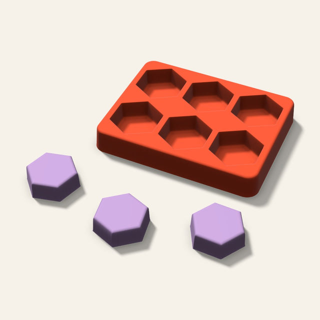 Hexagon Wax Melt Mold, 1.5 Inch, 6 Cavity, 3D render