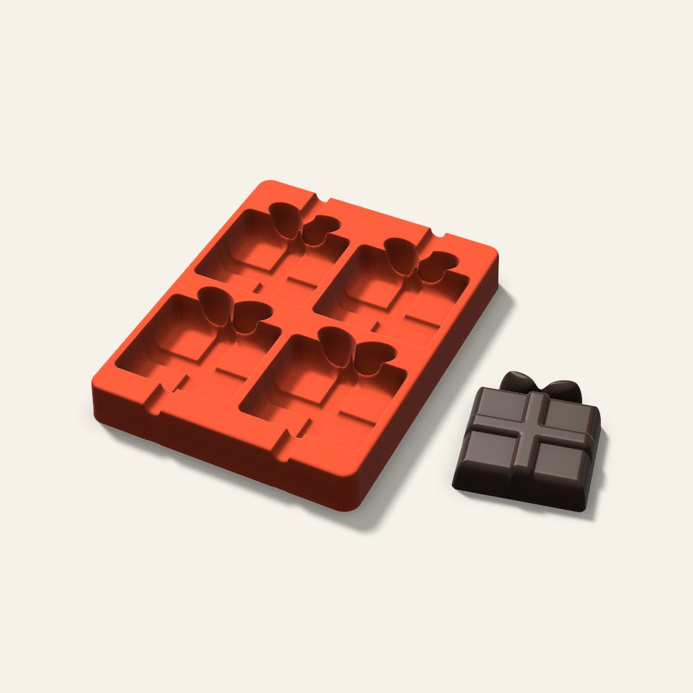 Gift Box Cakesicle Mold, 3 Inch, 4 Cavity, 3D render