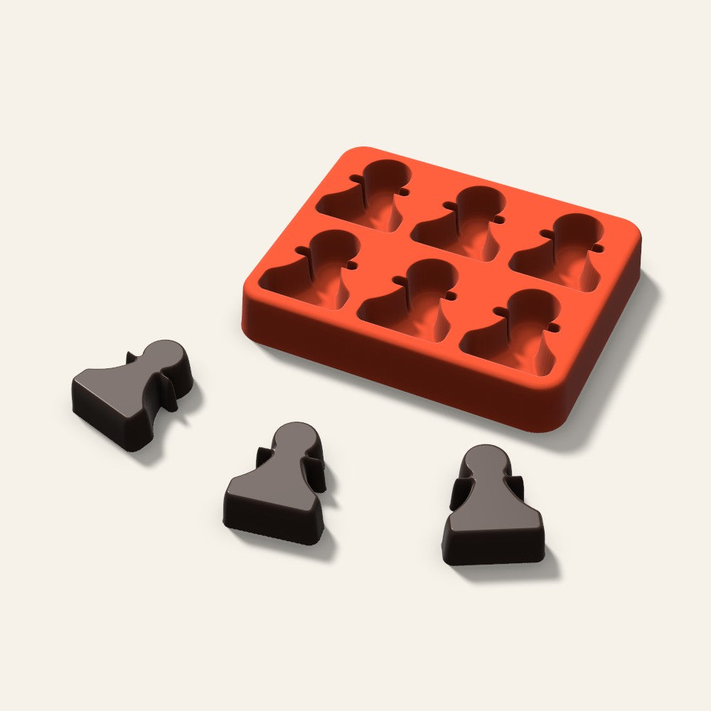 Chess Pawn Candy Mold, 1.25 Inch, 6 Cavity, 3D render
