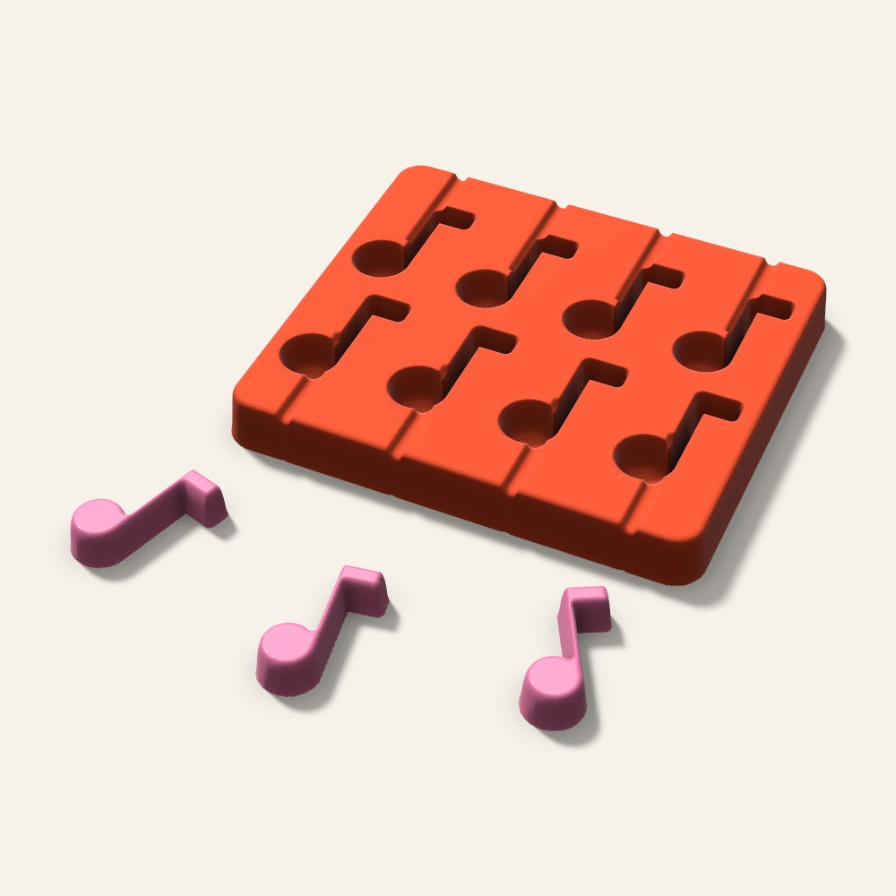 Music Note Lollipop Mold, 1.5 Inch, 8 Cavity, 3D render