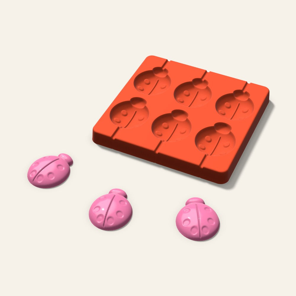 Ladybug Lollipop Mold, 2 Inch, 6 Cavity, 3D render