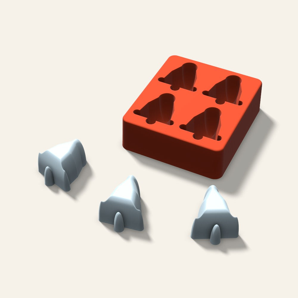 Bell Ice Mold, 2 Inch, 4 Cavity, 3D render
