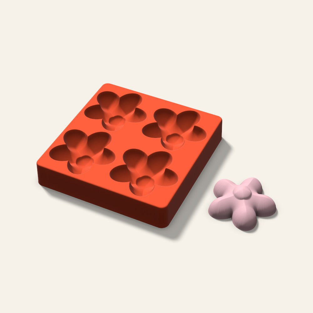 Flower Soap Mold, 3 Inch, 4 Cavity, 3D render