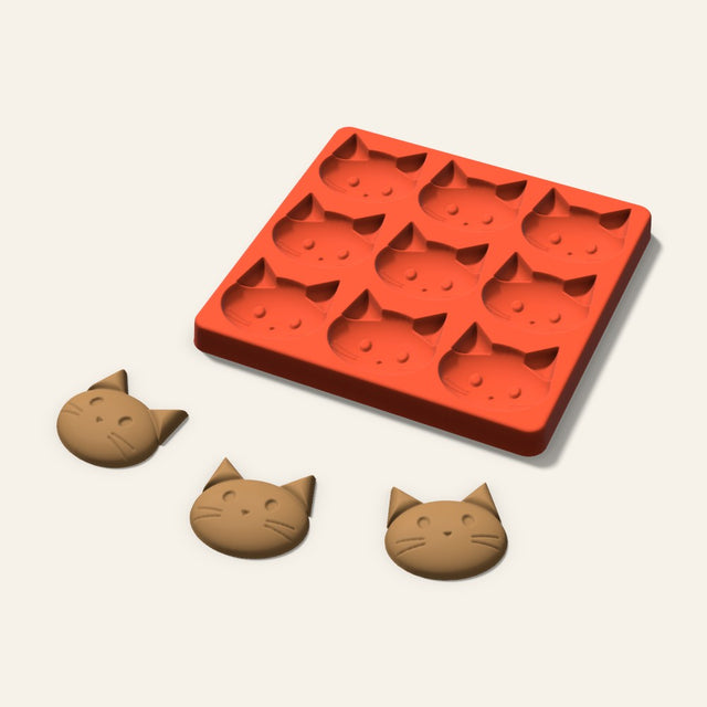 Cat Pet Treat Mold, 2 Inch, 9 Cavity, 3D render