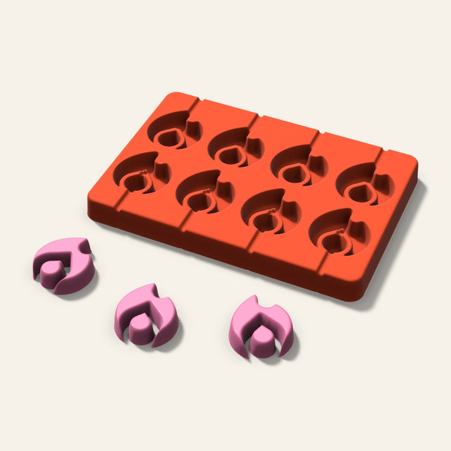 Flame Lollipop Mold, 1.5 Inch, 8 Cavity, 3D render