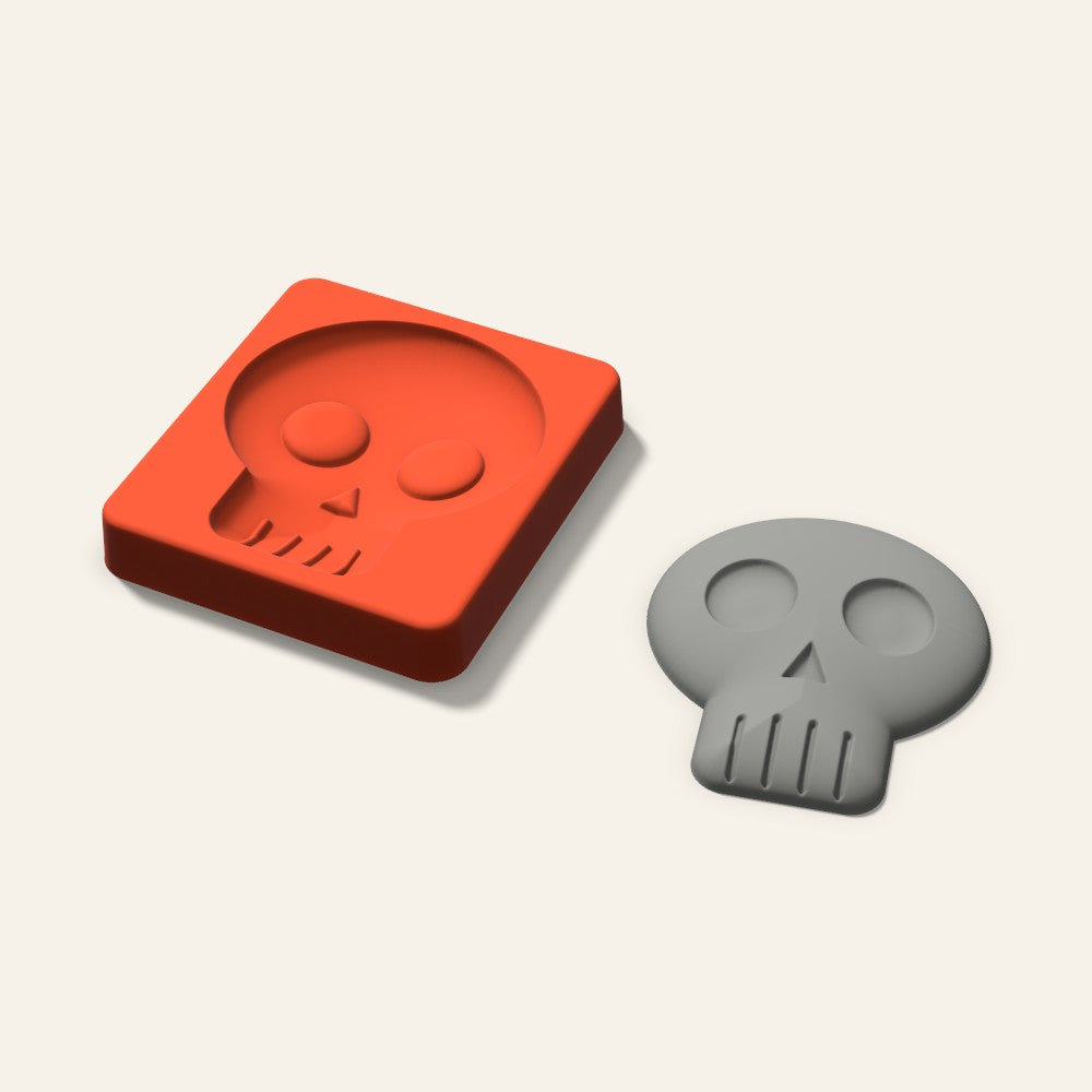 Skull Plaster Ornament Mold, 3.5 Inch, 3D render