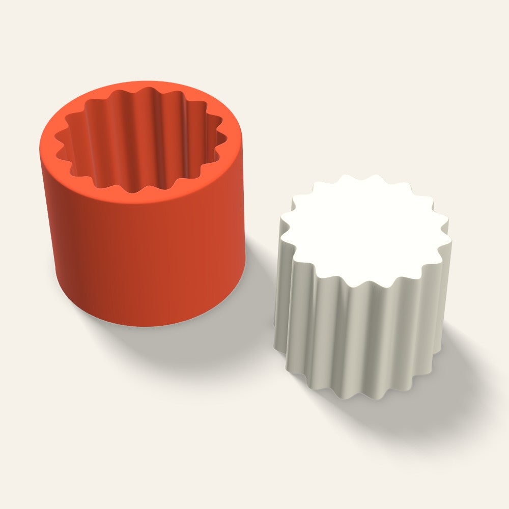 Ribbed Pillar Candle Mold, 3.5 x 3 Inch, 3D render