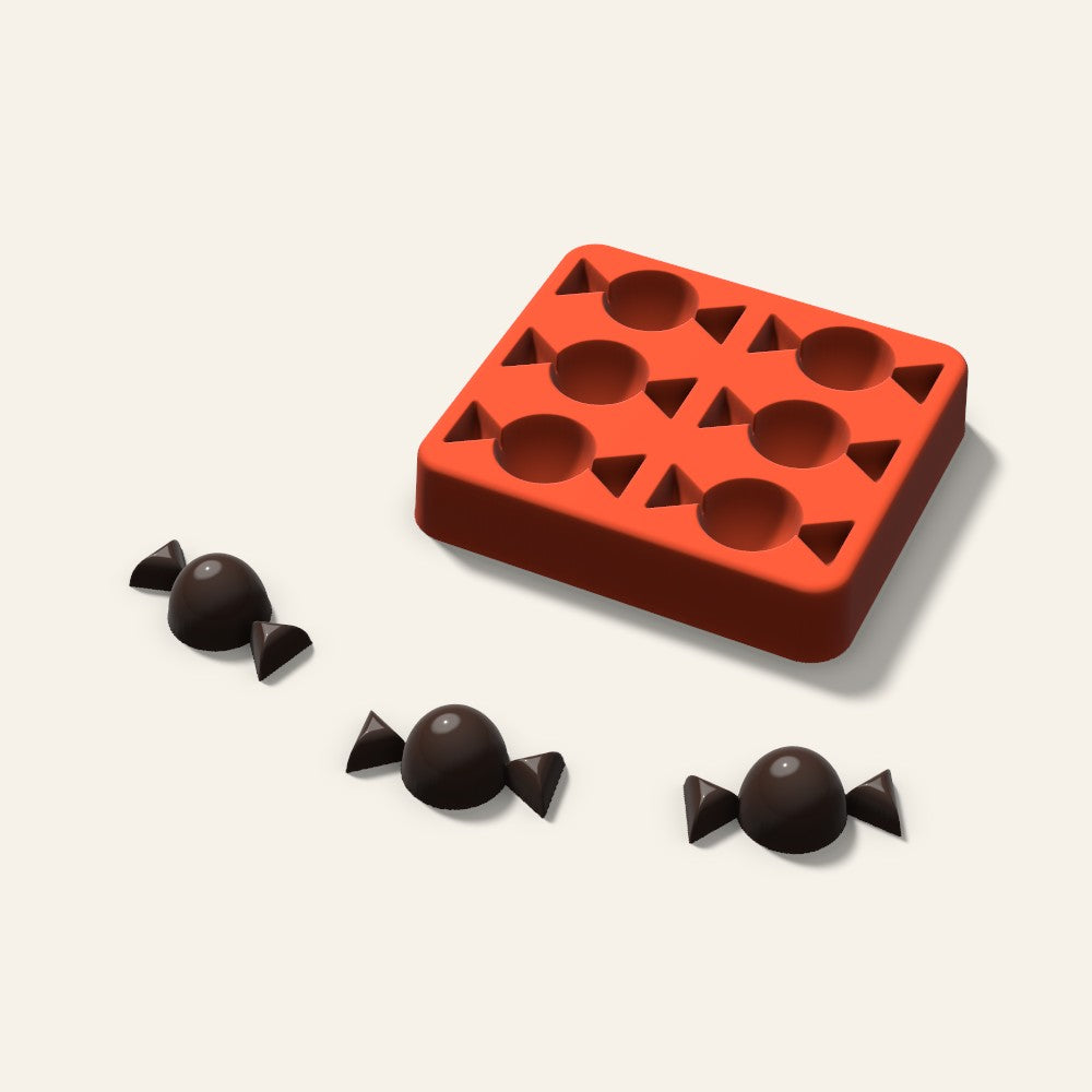 Wrapped Candy Chocolate Mold, 1.5 Inch, 6 Cavity, 3D render