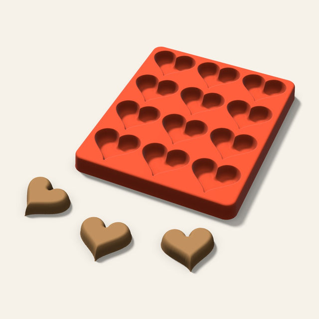 Heart Pet Treat Mold, 1.5 Inch, 12 Cavity, 3D render