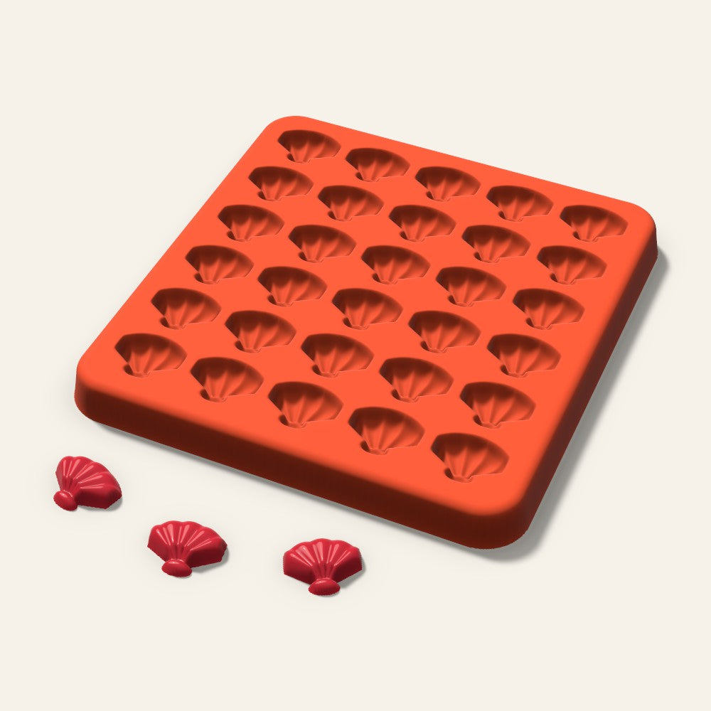 Shell Candy Mold, 0.5 Inch, 30 Cavity, 3D render
