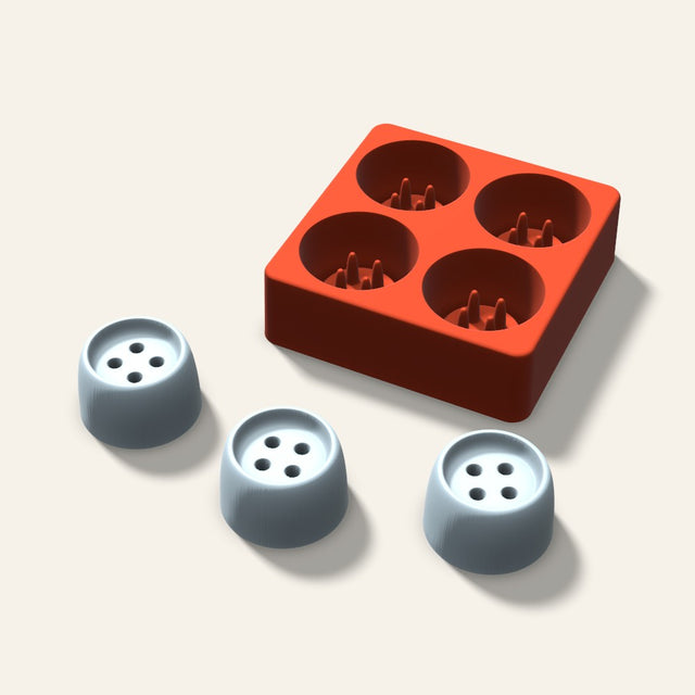 Button Ice Mold, 2 Inch, 4 Cavity, 3D render