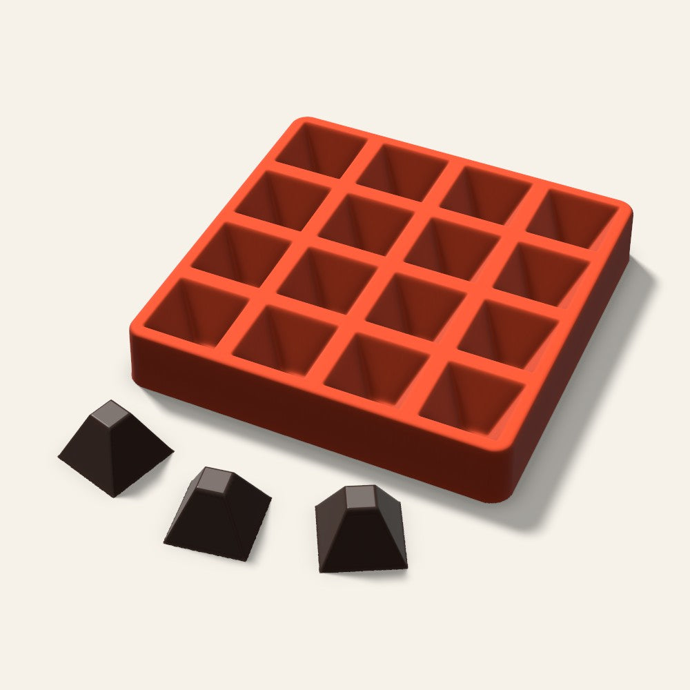 Flat Top Pyramid Chocolate Mold, 1.75 Inch, 16 Cavity, 3D render
