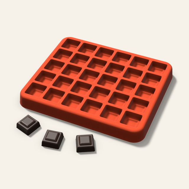 Embossed Square Gummy Mold, 0.5 Inch, 30 Cavity, 3D render