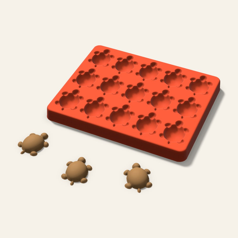 Turtle Pet Treat Mold, 1.5 Inch, 15 Cavity, 3D render