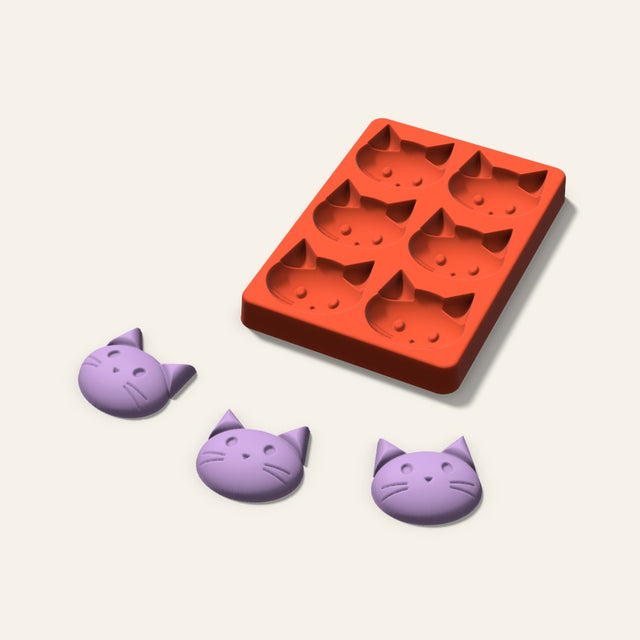 Cat Wax Melt Mold, 2 Inch, 6 Cavity, 3D render