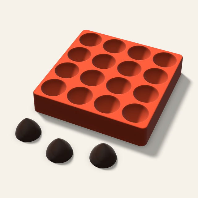 Kiss Drop Chocolate Mold, 1.5 Inch, 16 Cavity, 3D render