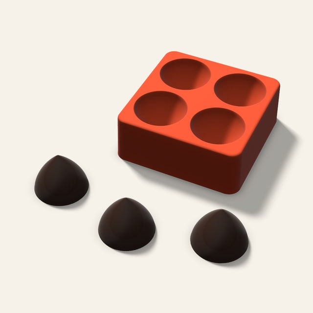 Kiss Drop Chocolate Mold, 1.5 Inch, 4 Cavity, 3D render