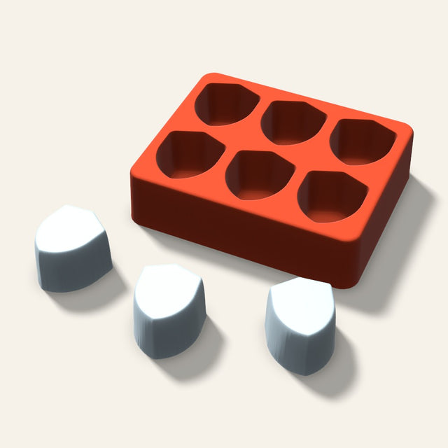Shield Ice Mold, 1.5 Inch, 6 Cavity, 3D render