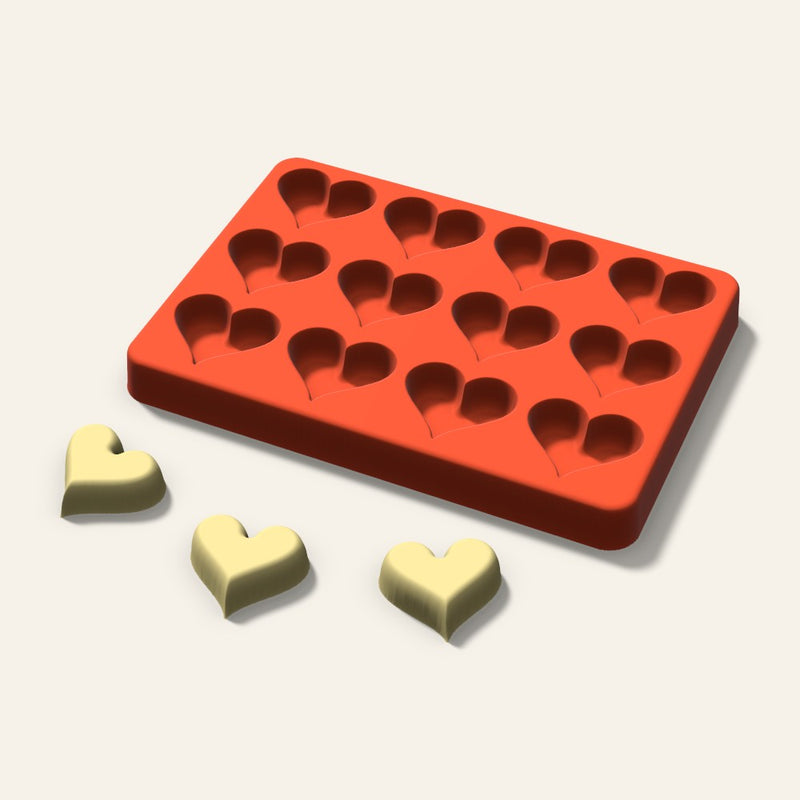 Heart Butter Pat Mold, 1.25 Inch, 12 Cavity
