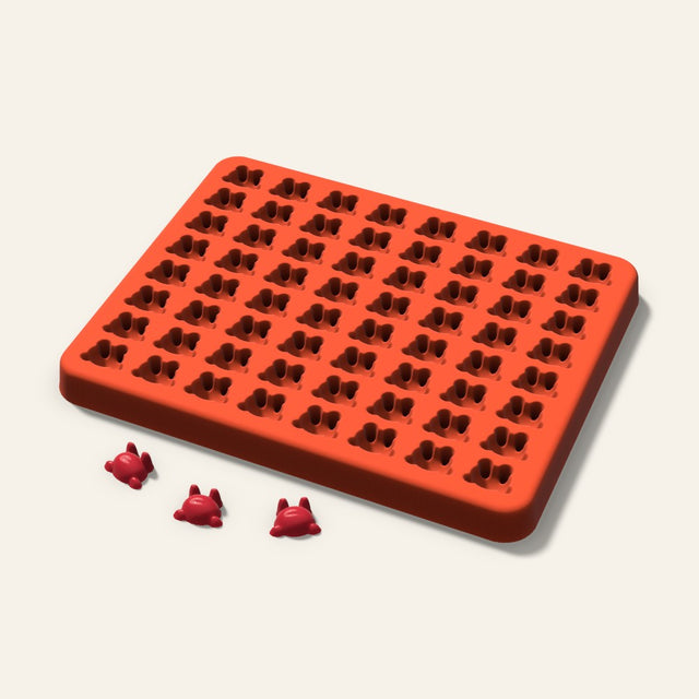 Frog Gummy Mold, 0.5 Inch, 64 Cavity, 3D render